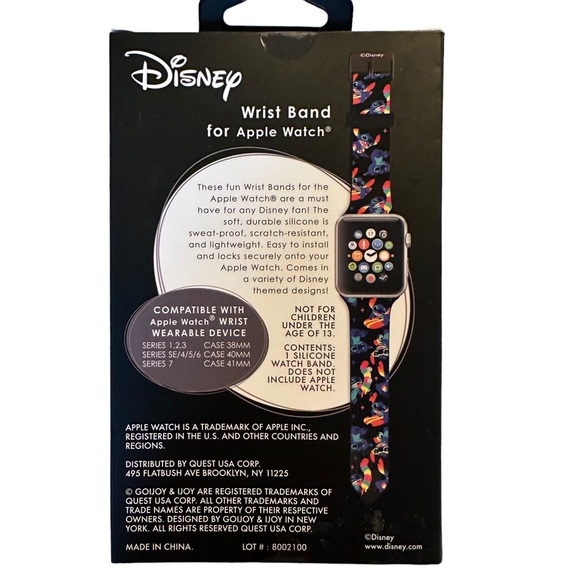 New Disney Stitch Apple Watch Wrist Band Multi-Color - Picture 2 of 3